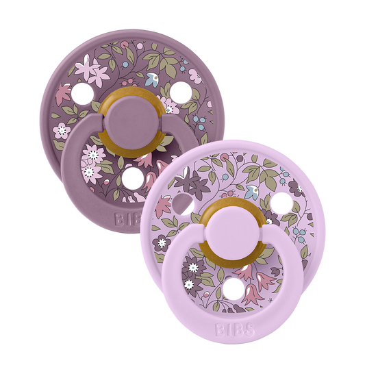 BIBS x Liberty - 2-Pak Colour Rund Sut Latex Str. 2 - Chamomile Lawn Violet Sky Mix