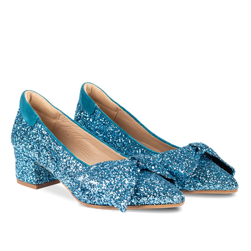Angulus - Pump Med Sløjfe, 1550 - Aqua Glitter / Aqua