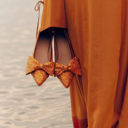 Angulus - Pump Med Sløjfe, 1550 - Mandarin Glitter / Terracotta