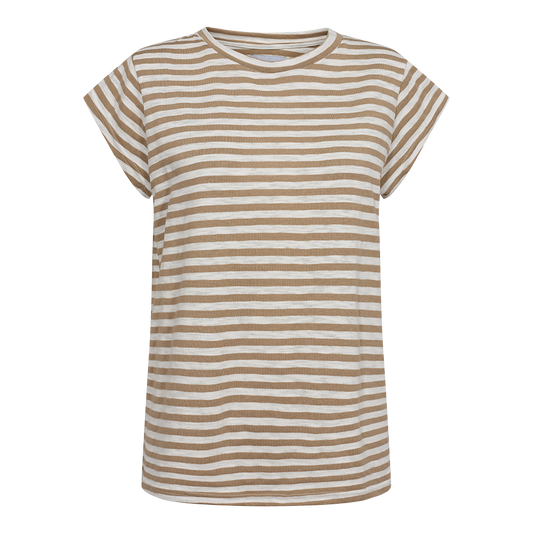 Liberté - Ulla Stripe SS T-shirt, 21668 - Light Brown White Stripe