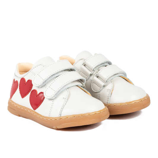 Angulus - Sneaker Med Hjerter og Velcro, 3423 - Off White / Hearts