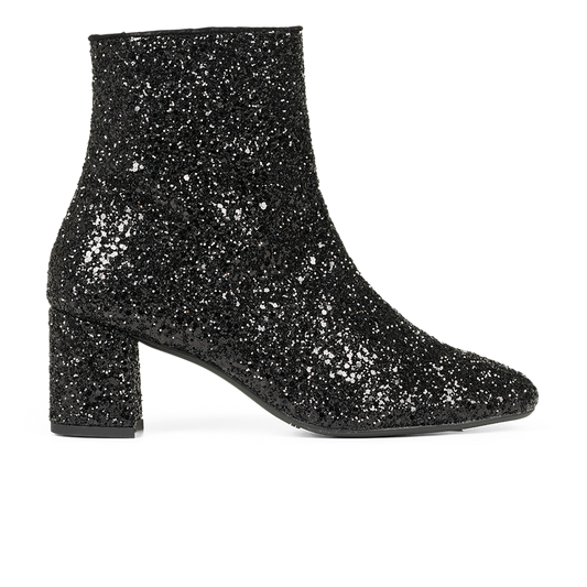 Angulus - Støvlet På Blokhæl Med Lynlås, 7780 - Black Glitter / Black