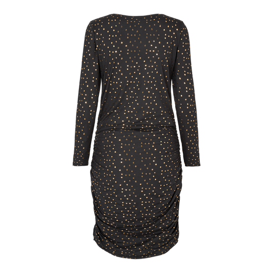 Liberté - Alma Long Dress LS, 9506 - Black Gold Dot 2
