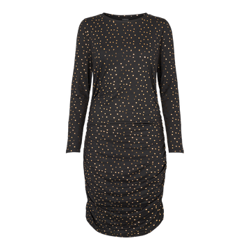 Liberté - Alma Long Dress LS, 9506 - Black Gold Dot 2