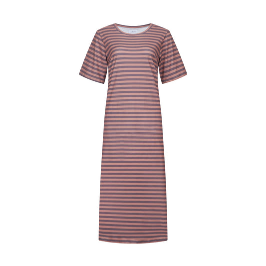 Liberté - Alma T-shirt Dress SS, 9562 - Brown Stripe