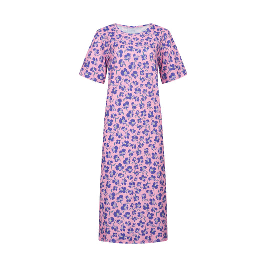 Liberté - Alma T-shirt Dress SS, 9562 - Pink Purple Flower