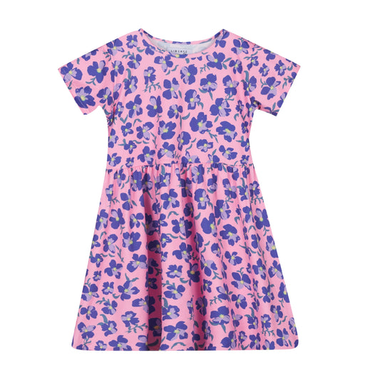Liberté - Alma KIDS Babydoll Dress SS, 9652 - Pink Purple Flower