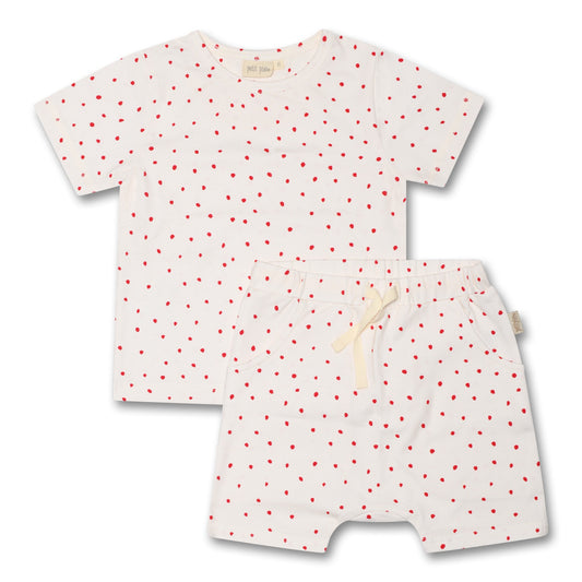 Petit Piao - SS Set Printed, PP227 - Offwhite / Bright Red