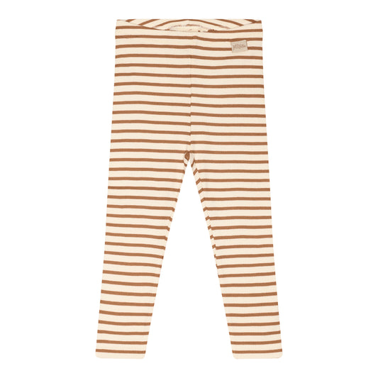 Petit Piao - Legging Modal Striped, PP302 - Caramel / Offwhite