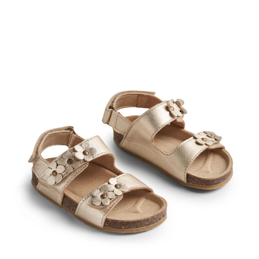 Wheat Footwear - Sandal Cork Open Toe Clare Flowers, WF427j - Light Gold