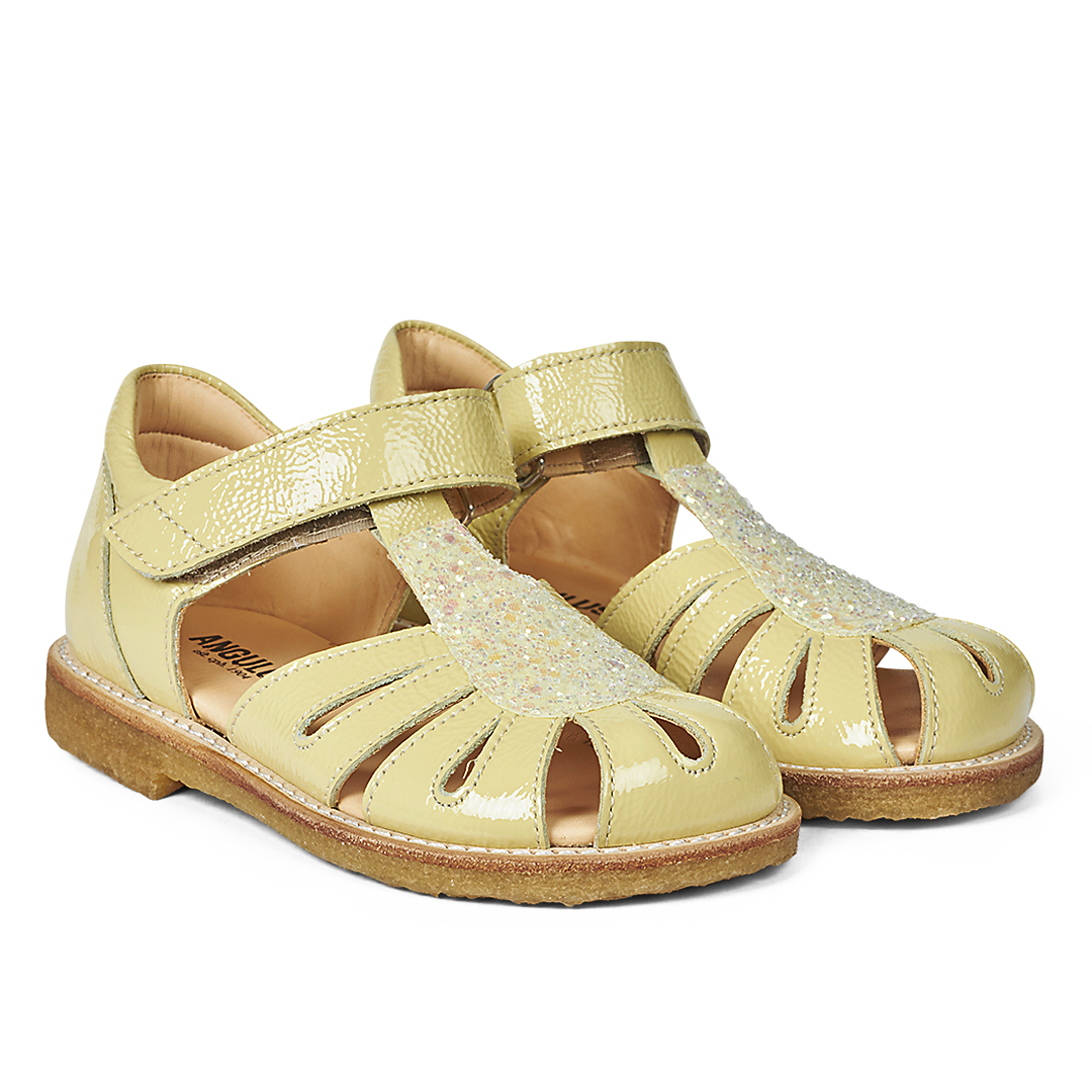 Angulus - Sandal Med Velcro, 0541 Light / Yellow Glitter