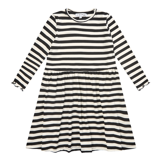Liberté - Natalia KIDS Dress LS - Black Creme Stripe