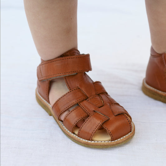 Angulus - Begyndersandal Med Velcro, 5019 - Cognac