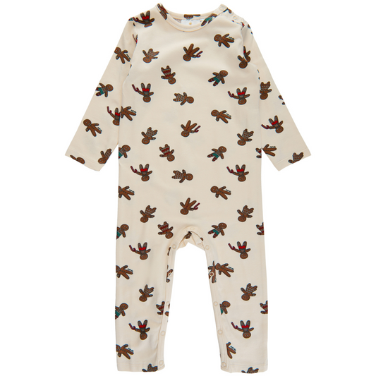 THE NEW Siblings - Holiday LS Jumpsuit (TNS1554) - White Swan Ginger AOP
