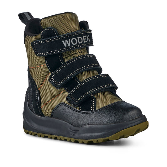 Woden Kids - Adrian Boot - Dark Olive / Black