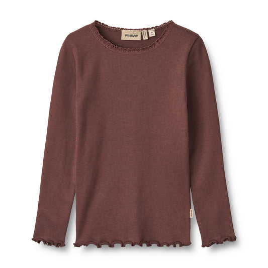 Wheat - Rib T-shirt LS Reese - Eggplant