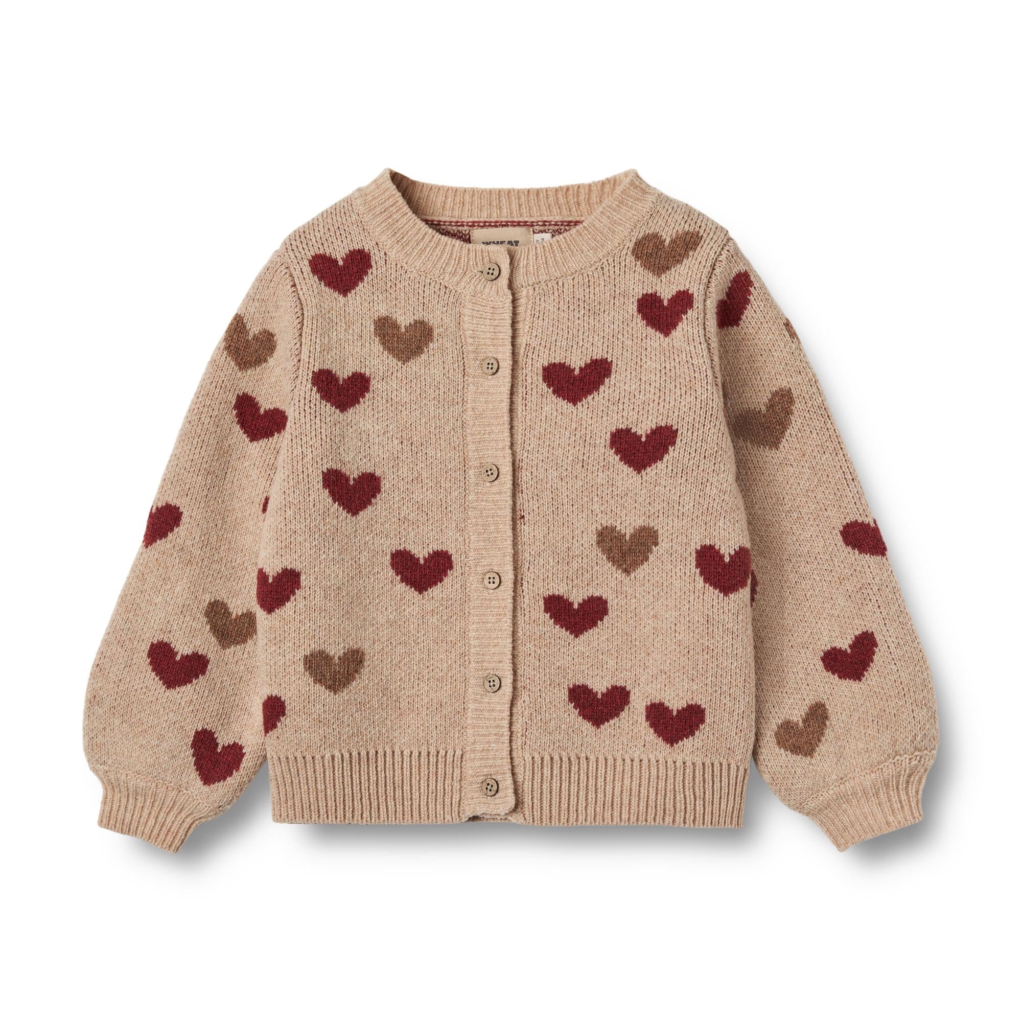 Wheat - Jacquard Cardigan Hearts - Offwhite