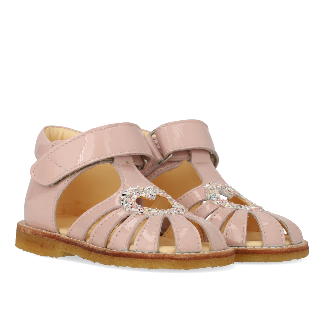 Angulus - Begyndersandal Med Hjerte Og Velcro, 0572 - Rosebud PT