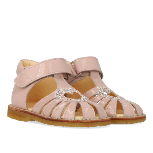 Angulus - Begyndersandal Med Hjerte Og Velcro, 0572 - Rosebud PT