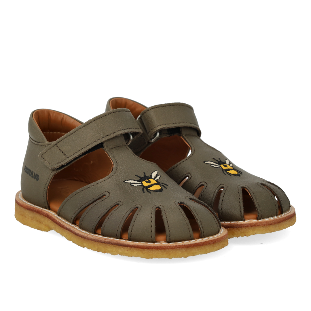 Angulus - Begyndersandal Med Broderi Og Velcro, 0666 - Forrest