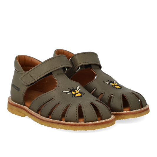 Angulus - Begyndersandal Med Broderi Og Velcro, 0666 - Forrest