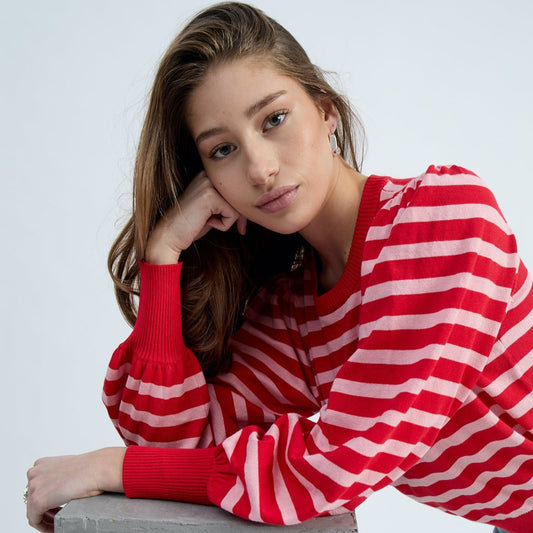 Minus - Liva LS Pullover, MI6395 - Tomato Striped