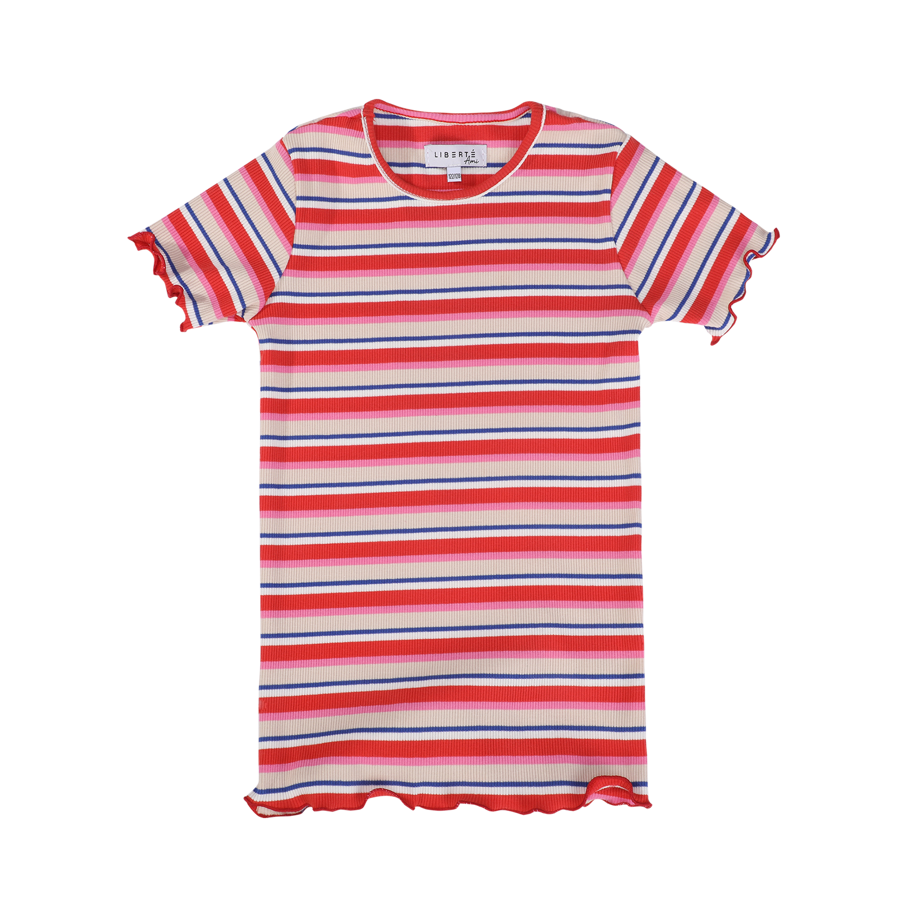 Liberté - Natalia KIDS SS Blouse, 21067 - Creme Orange Blue Stripe