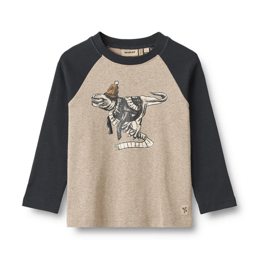 Wheat - T-shirt LS Rolf - Gravel Melange