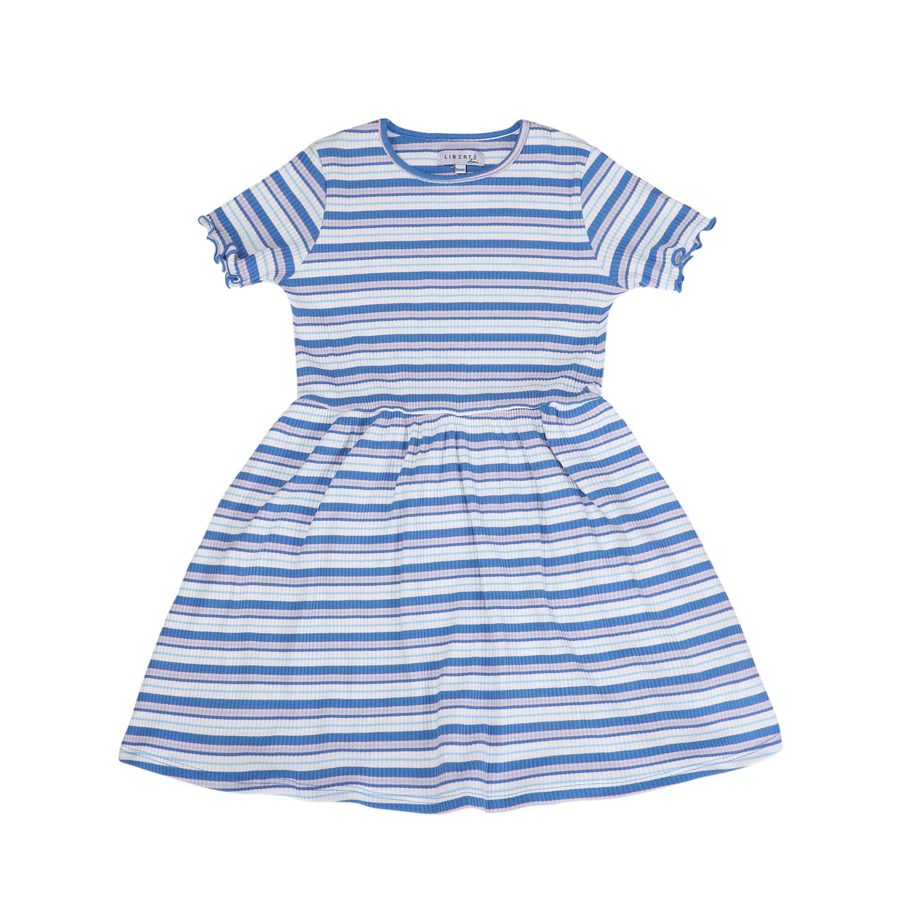 Liberté - Natalia KIDS SS Dress, 21233 - Blue White Rose Stripe