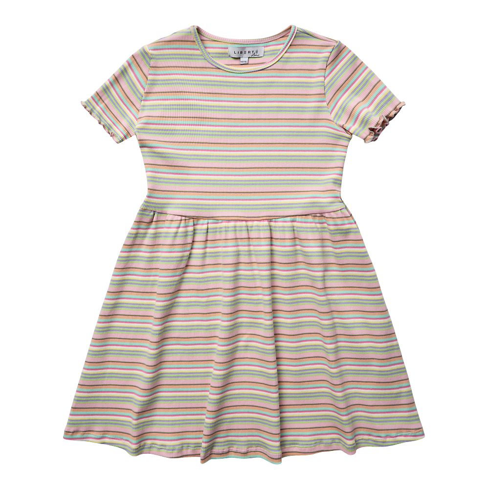 Liberté - Natalia KIDS SS Dress, 21233 - Multi Mint Stripe