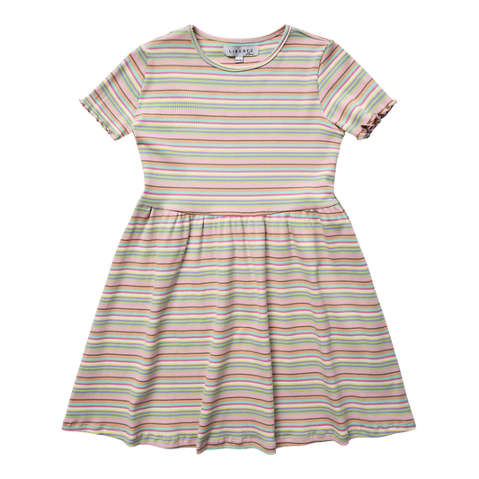 Liberté - Natalia KIDS SS Dress, 21233 - Multi Mint Stripe