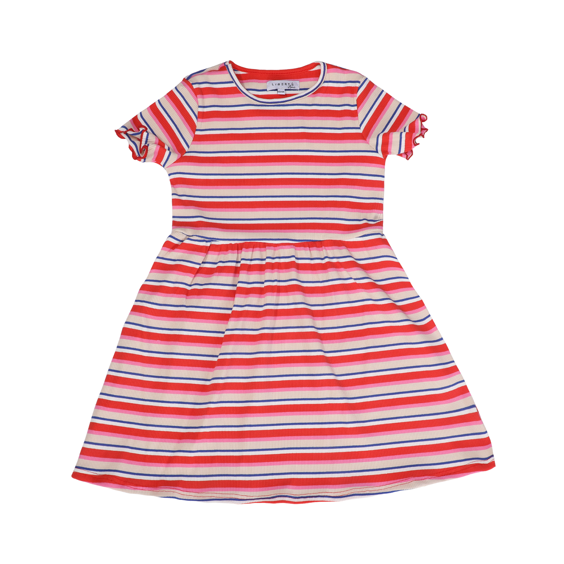 Liberté - Natalia KIDS SS Dress, 21233 - Creme Orange Blue Stripe