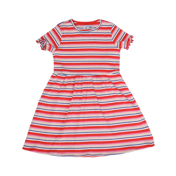 Liberté - Natalia KIDS SS Dress, 21233 - Creme Orange Blue Stripe