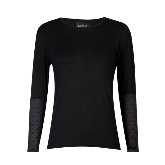 Liberté - Isa LS Lace Sleeve Blouse, 21348 - Black Small Big Hearts