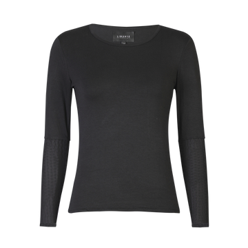 Liberté - Isa LS Lace Sleeve Blouse, 21348 - Black Wavy Lines