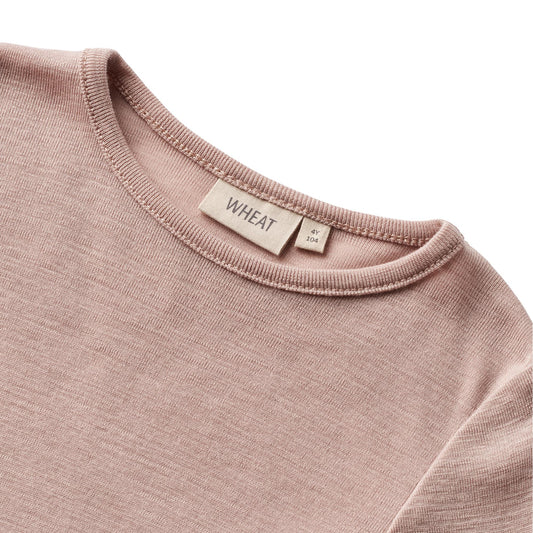 Wheat - Wool T-shirt LS Alfie - Dry Rose