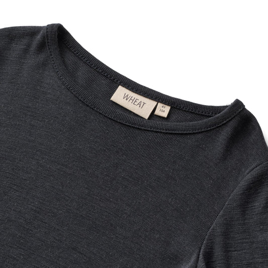 Wheat - Wool T-shirt LS Alfie - Navy