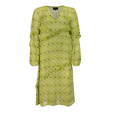 Liberté - Martine LS Frill Dress, 21632 - Lime Army Print