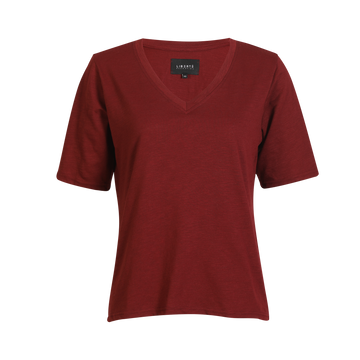 Liberté - Ulla SS V-Neck T-shirt, 21675 - Bordeaux