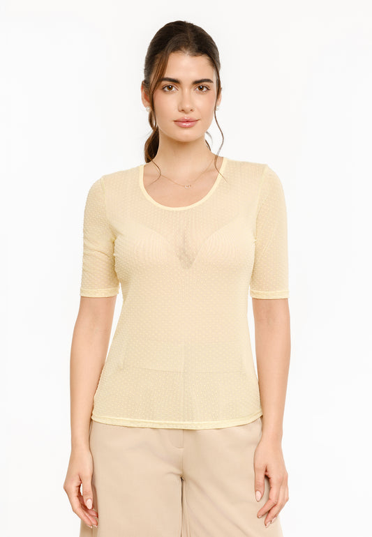 Liberté - Mesh SS T-Shirt Dot, 22011 - Yellow