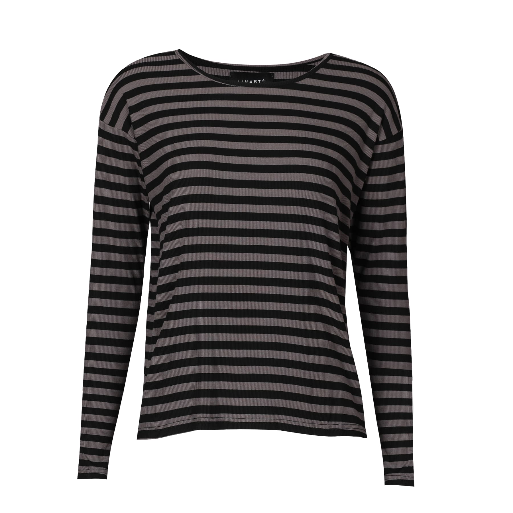 Liberté - Natalia LS Boxy Blouse, 22060 - Black Dark Grey Stripe