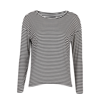 Liberté - Natalia LS Boxy Blouse, 22060 - Black Creme Small Stripe