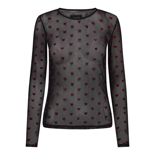 Liberté - Mesh LS T-Shirt, 22065 - Black Red Flock Heart