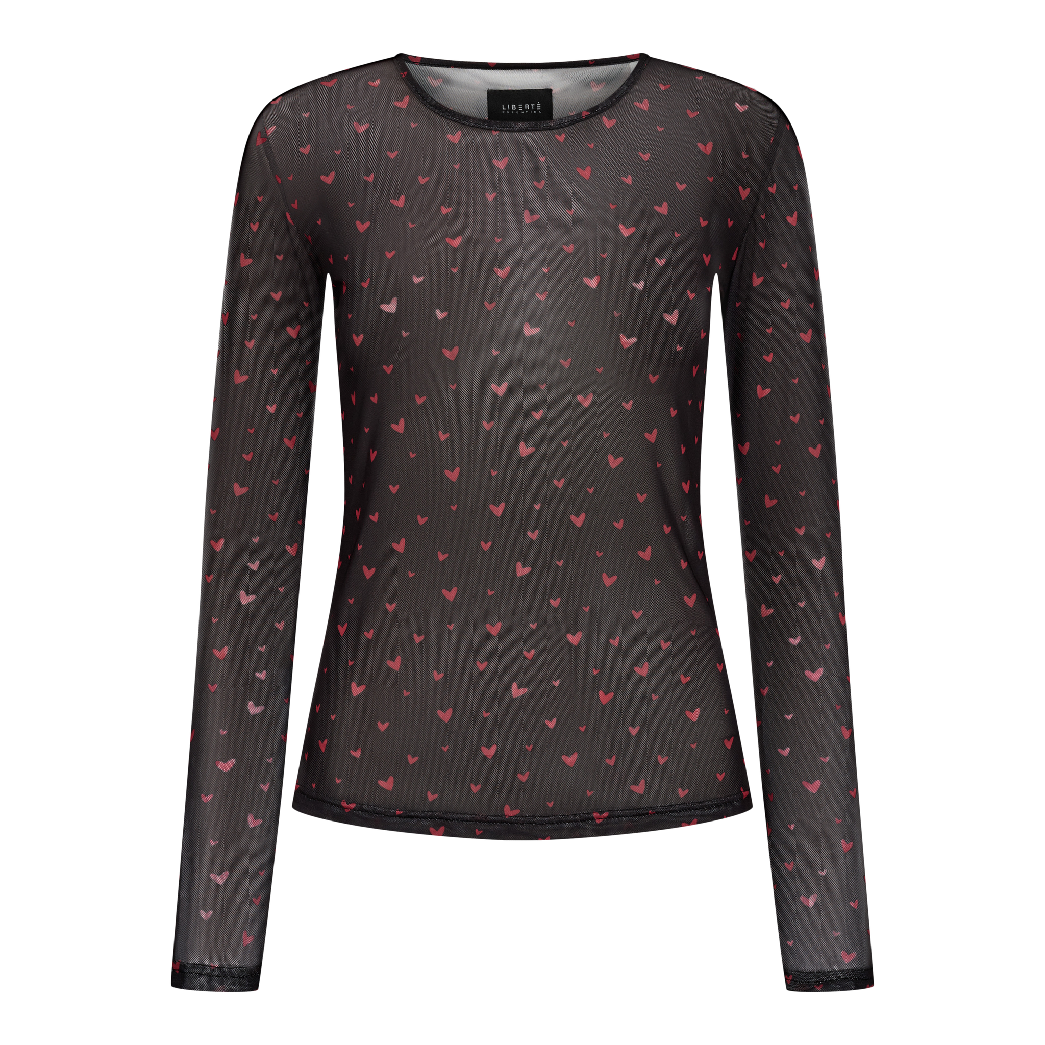 Liberté - Mesh LS T-Shirt, 22065 - Black Red Hearts