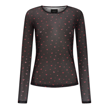 Liberté - Mesh LS T-Shirt, 22065 - Black Red Hearts