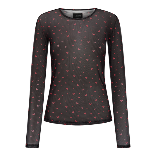 Liberté - Mesh LS T-Shirt, 22065 - Black Red Hearts