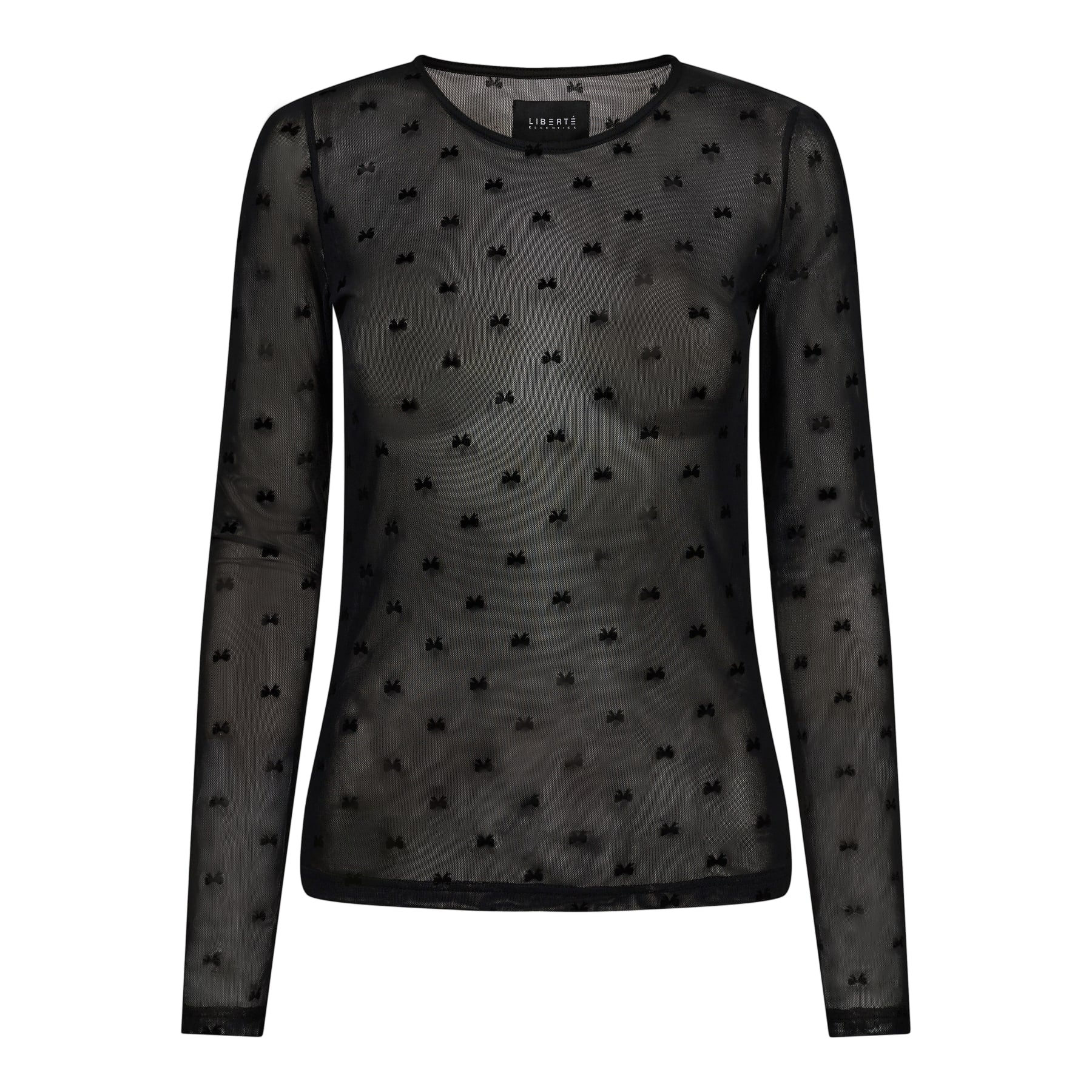 Liberté - Mesh LS T-Shirt, 22065 - Black Flock Bow