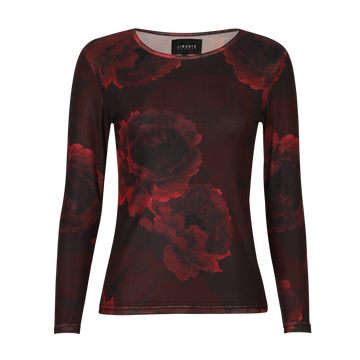 Liberté - Mesh LS T-Shirt, 22065 - Black Bordeaux Flower