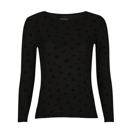 Liberté - Mesh LS T-Shirt, 22065 - Black Flock Leo