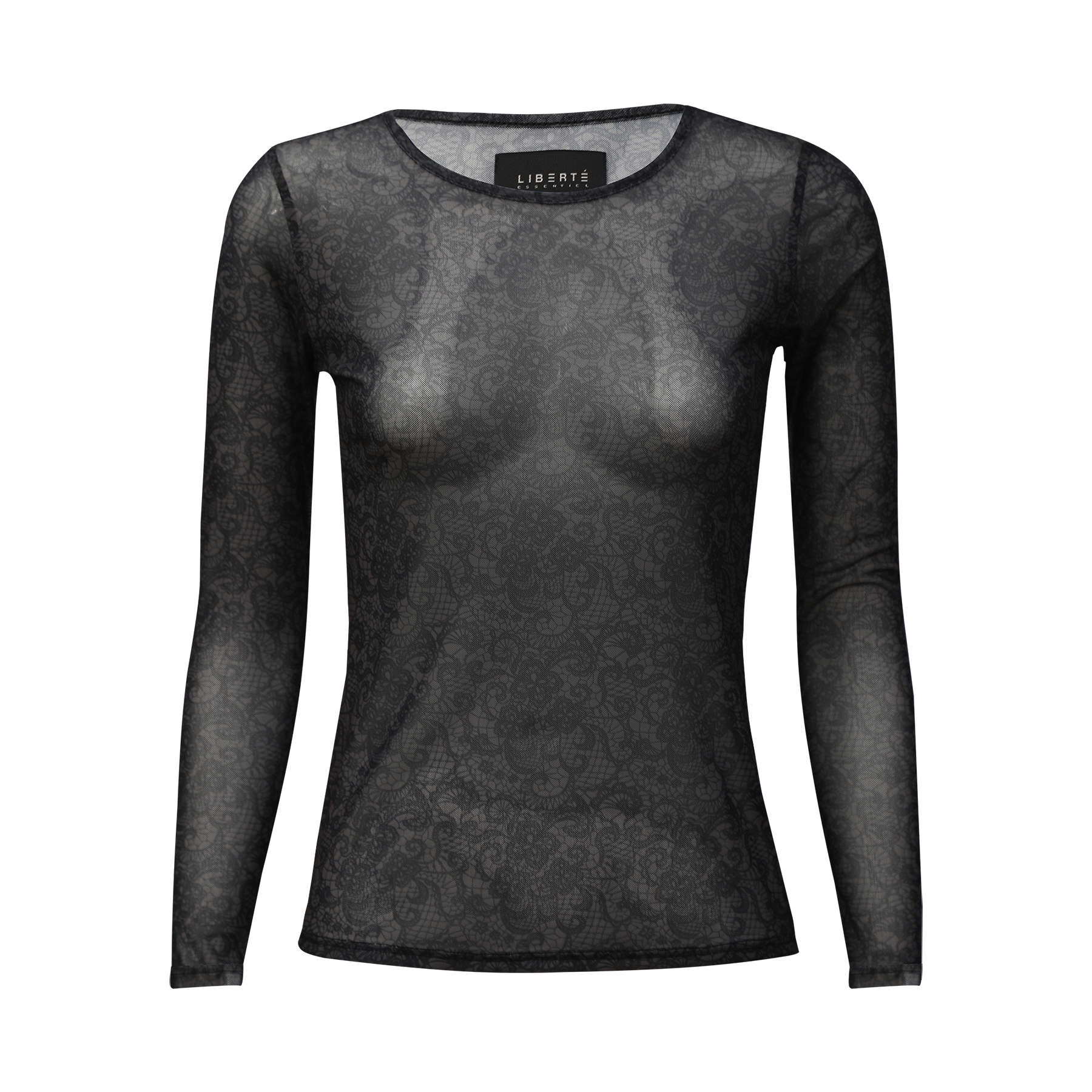 Liberté - Mesh LS T-Shirt, 22065 - Black Grey Lace